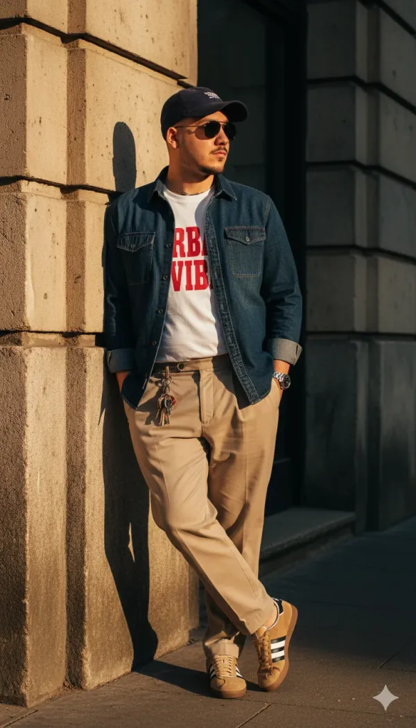 A stylish man leaning casually