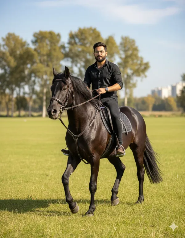 Horse Rider in Golden Daylight