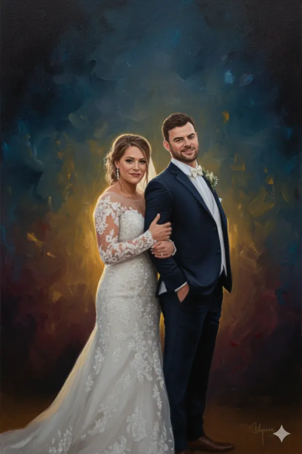 realistic painting with abstract background